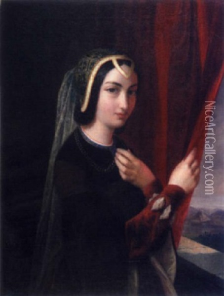 Jeune Femme A Sa Fenetre Oil Painting - August Alexius Canzi