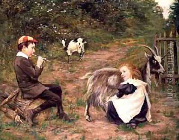 Milking the Goat Oil Painting - Leo Malempre