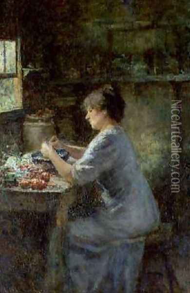 Shelling Peas 1912 Oil Painting - Frederick McCubbin