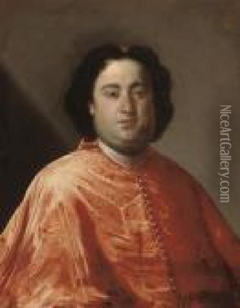 Portrait Of Cardinal Annibale Albani (1682-1751) Oil Painting - Francesco Trevisani