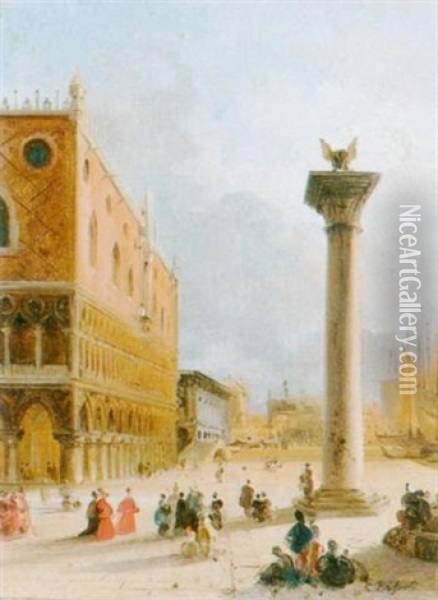 Ansicht Von Venedig Oil Painting - Carlo Bossoli