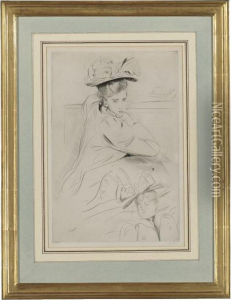 Study Of A Woman Wearing A Hat Oil Painting - Paul Cesar Helleu