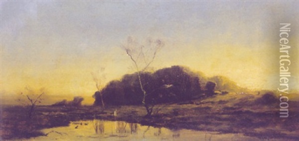Landschaft Mit Tumpel Im Vordergrund Oil Painting - Otto Fedder