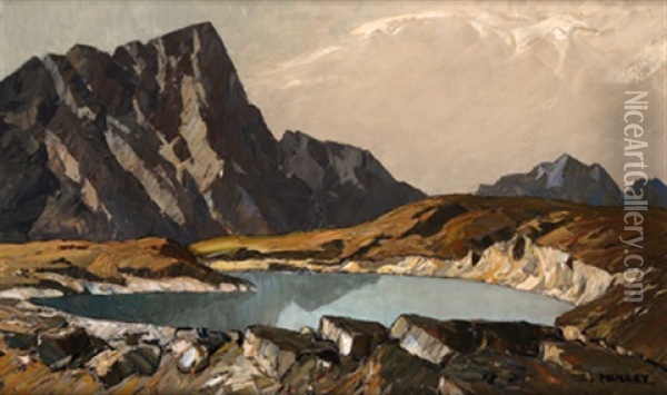 Bergsee Oil Painting - Oskar Mulley