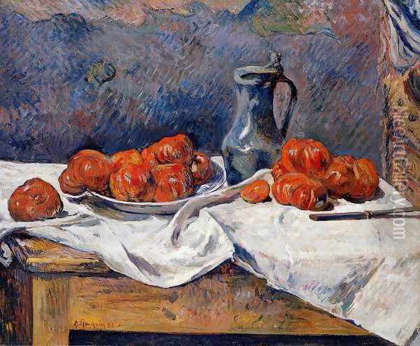 Tomatoes And A Pewter Tankard On A Table Oil Painting - Paul Gauguin