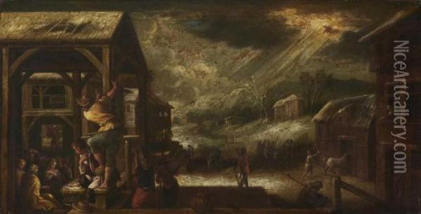 Anbetung Der Hirten. Oil Painting - Jacopo Bassano (Jacopo da Ponte)