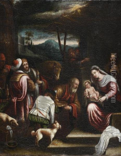 L'adoration Des Mages Oil Painting - Jacopo Bassano (Jacopo da Ponte)