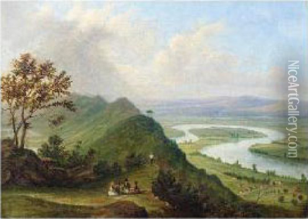 Where The Two Rivers Meet: The Severn And Avon Near Newnham, Gloucestershire Oil Painting - Anne Nasmyth