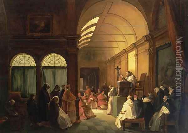 Meeting of the Monastic Chapter Oil Painting - Francois-Marius Granet