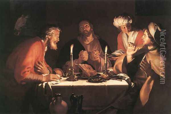 The Emmaus Disciples 1622 Oil Painting - Abraham Bloemaert