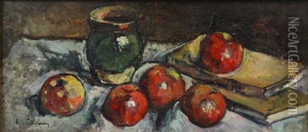 Still Life With Apples And Jug Oil Painting - Gheorghe Petrascu