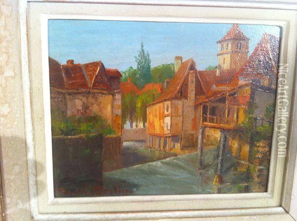  Vieilles Maisons, Salies De Bearn  Oil Painting - Marcel Baschet