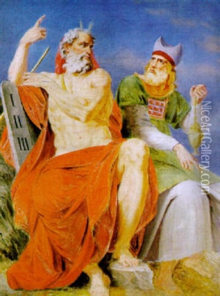 Moses Und Aaron Oil Painting - Friedrich Heinrich Fueger