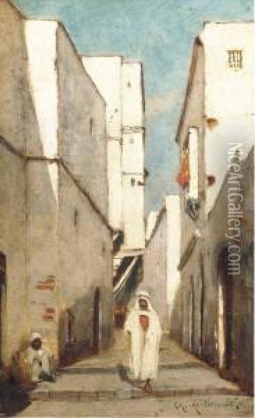 Rue D'alger Animee Oil Painting - Charles Montlevault
