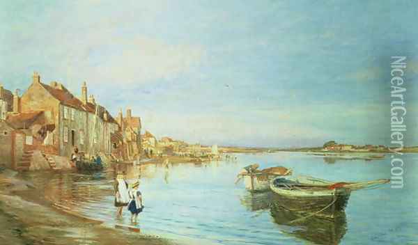 All on a Summers Day, at Bosham, Sussex, 1888 Oil Painting - Charles William Wyllie