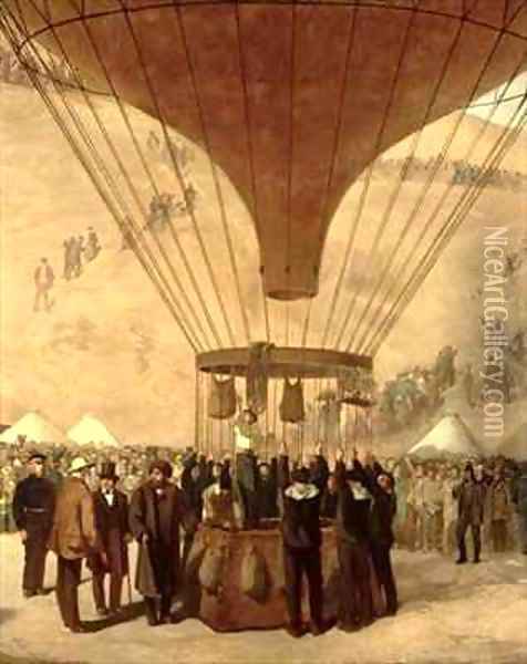 The Departure of Leon Michel Gambetta 1838-82 in the Balloon LArmand Barbes Oil Painting - Jules & Guiaud, Jacques Didier