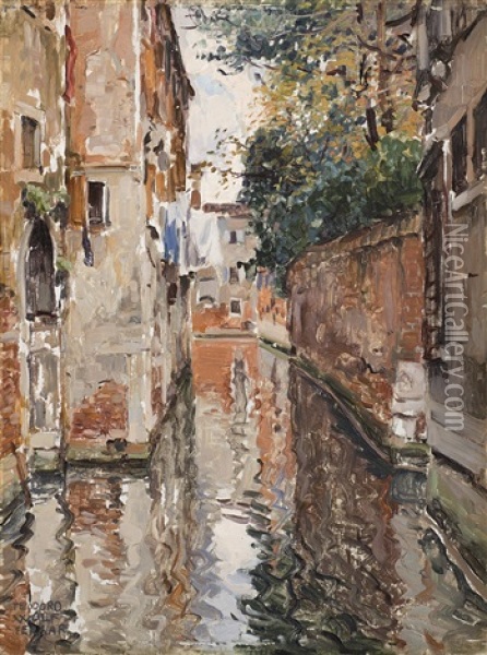 Rio Della Madoneta. Venezia Oil Painting - Teodoro Wolf Ferrari