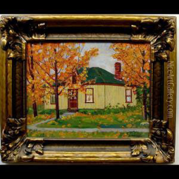 House In Autumn Oil Painting - Herbert William Wagner