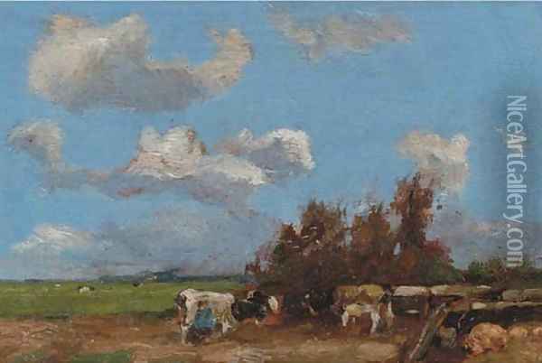 Milking the cows Oil Painting - Willem de Zwart