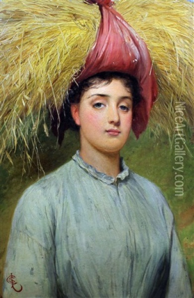 A Gleaner Oil Painting - Charles Sillem Lidderdale