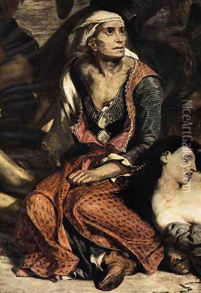 The Massacre at Chios (1) (detail) 1824 Oil Painting - Eugene Delacroix