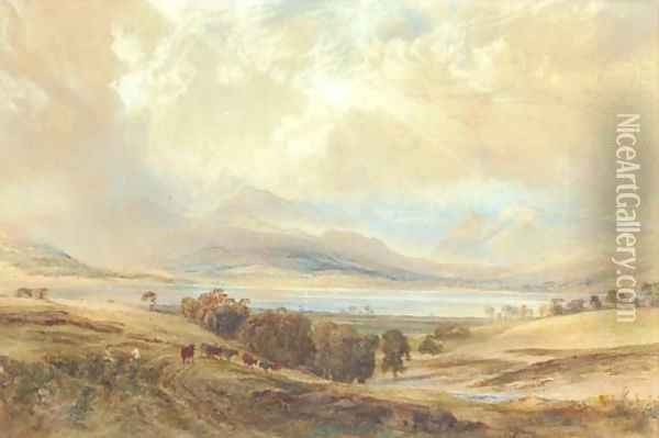 View of Langdale Pikes and Bow Fell, over Windermere, Westmoreland Oil Painting - Anthony Vandyke Copley Fielding