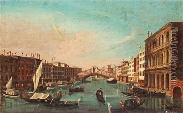 Vy Fran Canal Grande Och Rialtobron, Venedig Oil Painting - Gabriel Bella