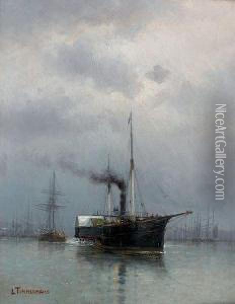 Vapeur Sortant Du Port Oil Painting - Louis Timmermans