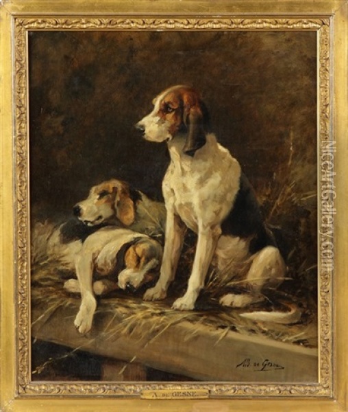Hunting Dogs Oil Painting - Jean Victor Albert De Gesne