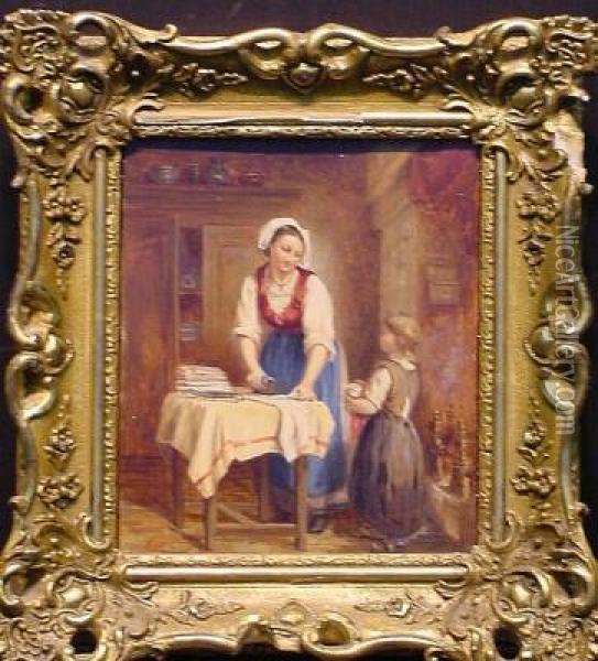 Mother's Little Helper Oil Painting - Leon Caille