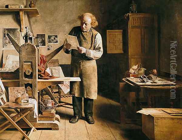 The Printer, 1875 Oil Painting - Adrien Ferdinand de Braekeleer