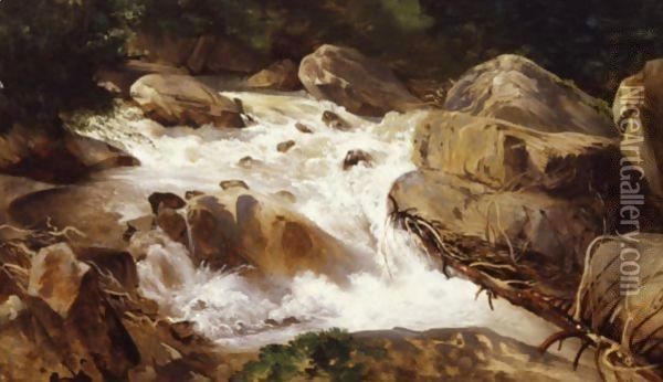 A Torrent Oil Painting - Alexandre Calame