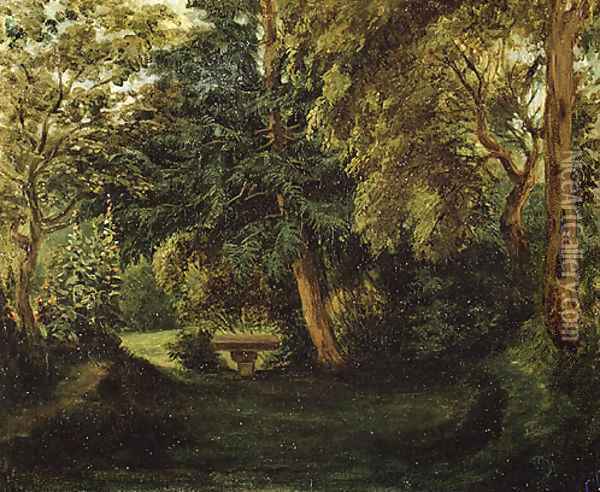 George Sands Garden at Nohant ca 1840s Oil Painting - Eugene Delacroix