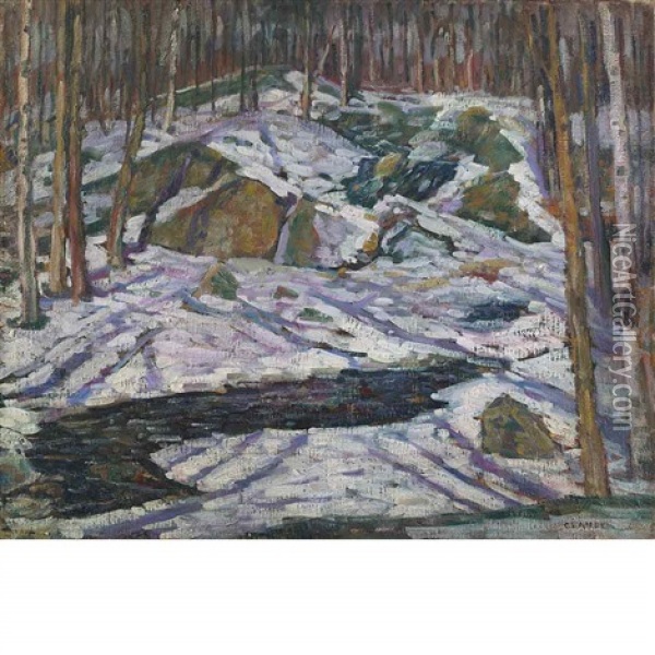 Rocks In Snow Oil Painting - Charles Salis Kaelin