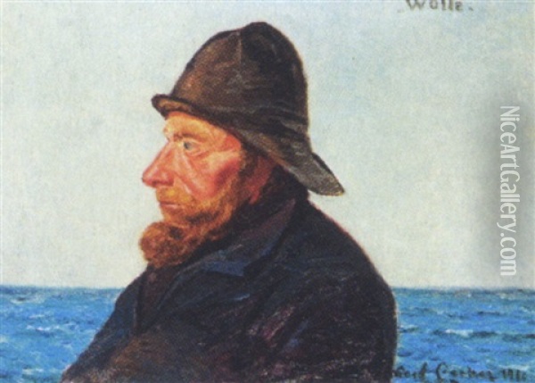 Portraet Af Fiskeren Wolle Oil Painting - Carl Ludvig Thilson Locher