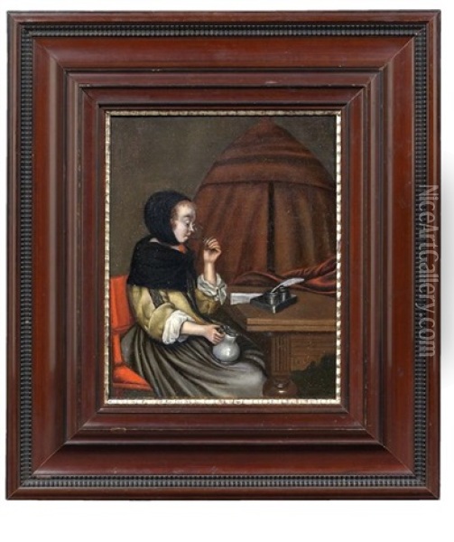 Die Weintrinkerin Oil Painting - Gerard ter Borch the Younger