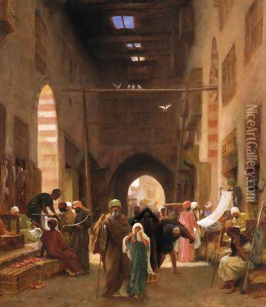 Bazaar in Cairo Oil Painting - Frederick Goodall