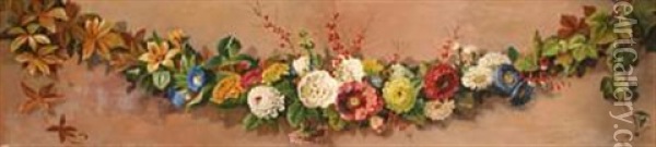Floral Garland Oil Painting - Thorvald Simeon Niss