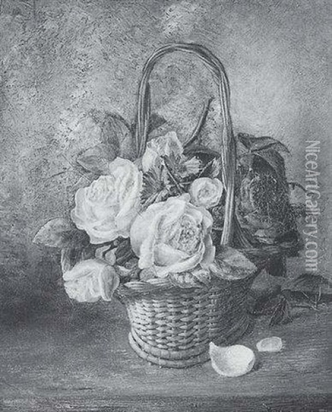 Roses In A Basket Oil Painting - Vincent Clare