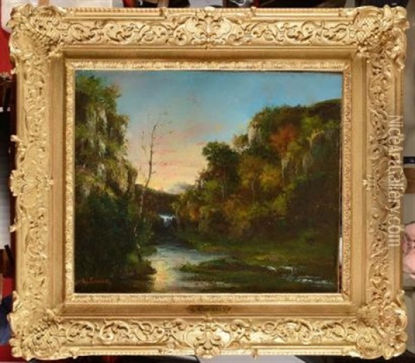 Paysage Jurassien Au Ruisseau Oil Painting - Gustave Courbet