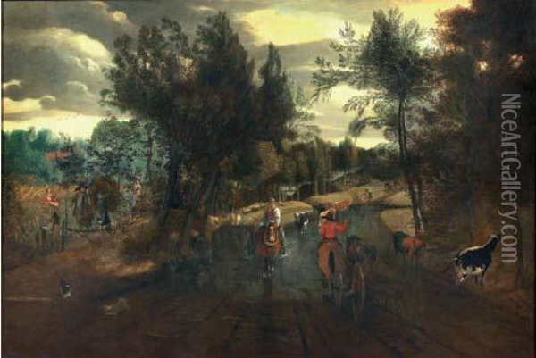 Le Passage Du Gue Oil Painting - Jan Siberechts