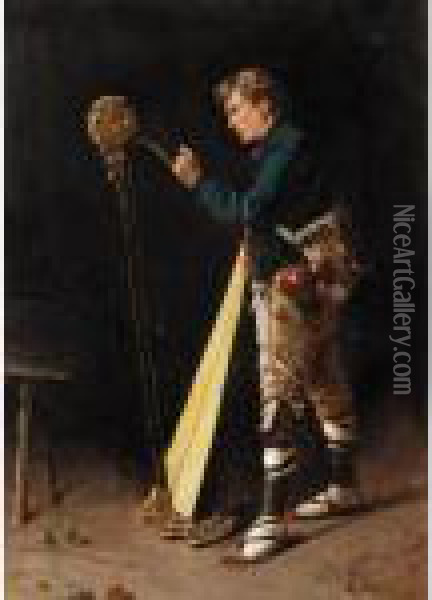 Gilding The Harp Oil Painting - Arnaldo Tamburini