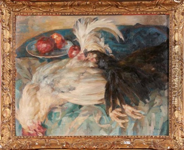 Nature Morte Au Coq Et Aux Pommes Oil Painting - Arthur Navez