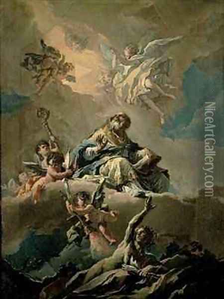 St Ambrose in Glory Oil Painting - Gaspare Diziani