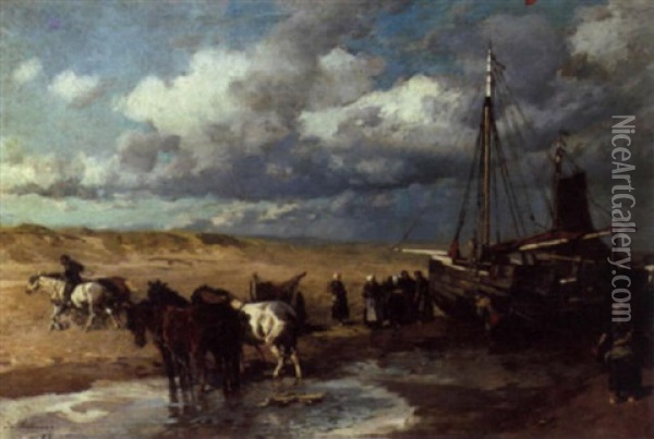 Beach Scene Oil Painting - Gregor von Bochmann the Elder