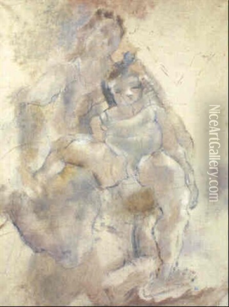 Mere Et Enfant Au Fauteuil Oil Painting - Jules Pascin