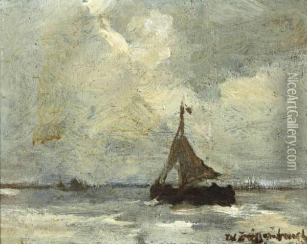 Vissersboot Op Zee Oil Painting - Jan Hendrik Weissenbruch