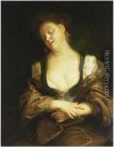 Young Lady Sleeping Oil Painting - Antoine Pesne