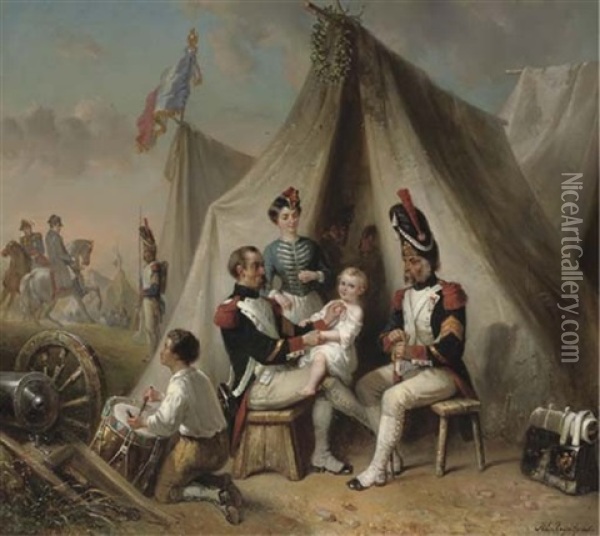 In Napoleon's Camp - Awarding A Medal Oil Painting - Henricus Engelbertus Reijntjens