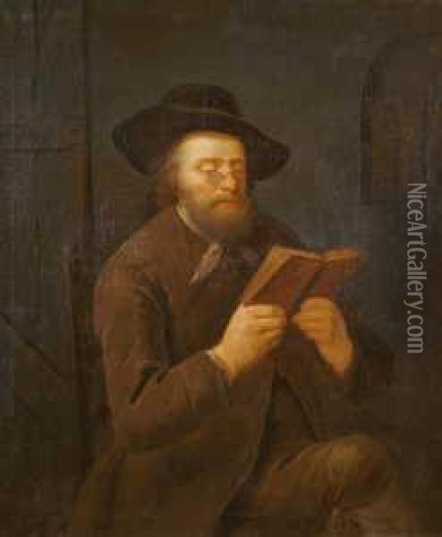 Lesender Mann Oil Painting - Johann Georg Trautmann